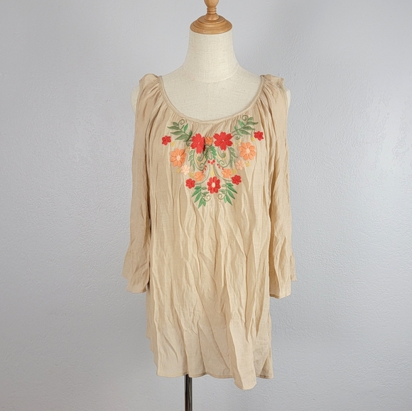 Krazy Kat Embroidered Cold Shoulder Flowy Top Size XXL - Picture 14 of 14